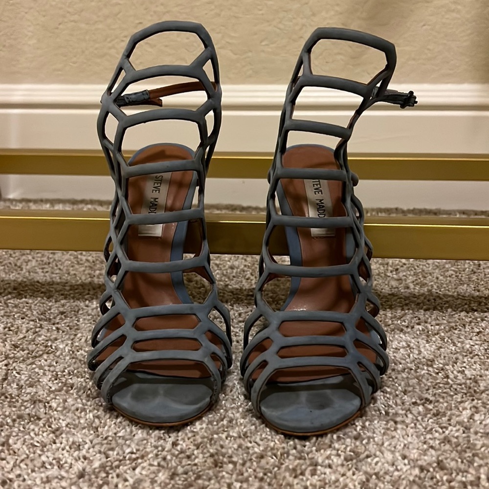 Steve Madden SLITHUR Light Blue Suede Heels